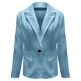 thumbnail image 4 of BLOCLOALO Women's Blazers Suit Jackets Open Front Cardigan Autumn and Winter Long Sleeved Button Solid Color Cardigan Small Suit Jacket Work Business Suit Jacket Work Blazer Trendy Coat Dark Blue M, 4 of 7