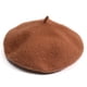 thumbnail image 3 of Boina monocromática para mujer, gorro de pintor artístico de lana de color caramelo, gorro cálido de moda para otoño e invierno, 3 of 4