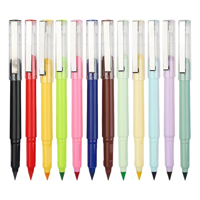WUSUOWEI Crayons de Couleur Crayons de Couleur, Ensemble de 12, Crayons Sans Encre Crayon Réutilisable Crayon Éternel avec 12 Crayons Interchangeables