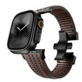 thumbnail image 5 of Silicone Watch Band Compatible with Apple Watch 42(Series 1/2/3)/44/45/46/49mm, Stainless Steel Black Color Metal Folding Clasp, for iWatch Series 10 9 8 7 6 5 4 3 2 1 SE Ultra, Coffee, 5 of 7