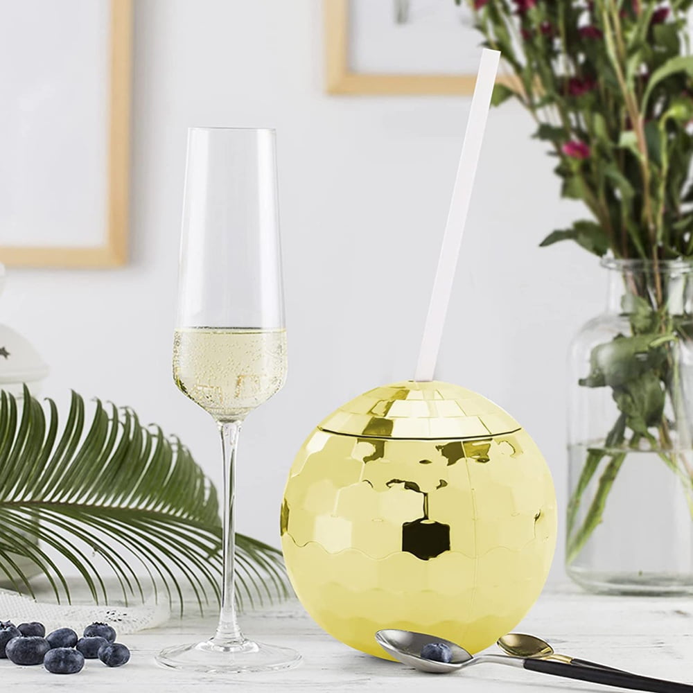Disco Ball Travel Party Cup with Straw