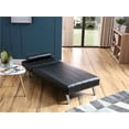 thumbnail image 3 of Button Tufted Back Convertible Chaise Lounger with Lumber Support Pillow, Black Color, 3 of 4