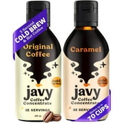 Javy Cold Brew Coffee Concentrate Bundle, 2 Flavor Original & Caramel Coffee Variety Pack, Ice & Cold Coffee Drinks in Seconds, Coffee gifts, 12 ounces