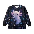 thumbnail image 4 of Xoenoiee Axolotl Universe Star Print Sweatshirt for Girls Kids Crewneck Fall Outfits Oversized Long Sleeve Tops Lightweight Sweater Trendy Side Split Winter Clothing, 5-6 Years, 4 of 7