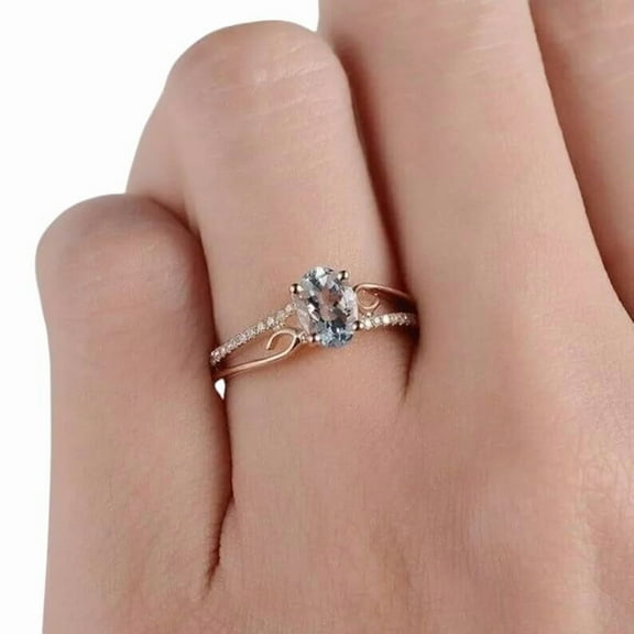 Natural Aquamarine Ring, AAA Aquamarine Gemstone Ring, March Birthstone, Zircon Ring, Women Ring, Gold Micron, 925 Sterling Silver, Cocktail Ring, Dainty Minimalist Stacking jewelry, Anniversary Ring