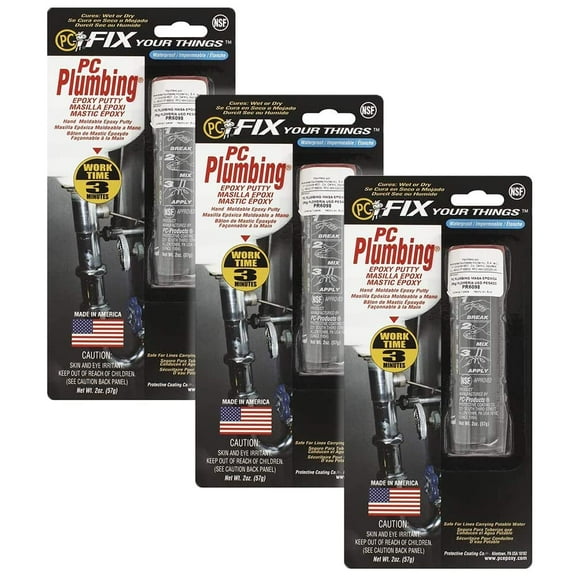 PC Products PC-Plumbing Epoxy Putty, 2 oz Stick, 3-Pack, Gray 25932