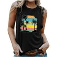 thumbnail image 2 of Summer Savings Clearance! Titcea Womens Tank Tops Palm Tree Printed Round Neck Sleeveless Graphic Tees Beach Holiday Travel Workout Tank Tops, 2 of 5