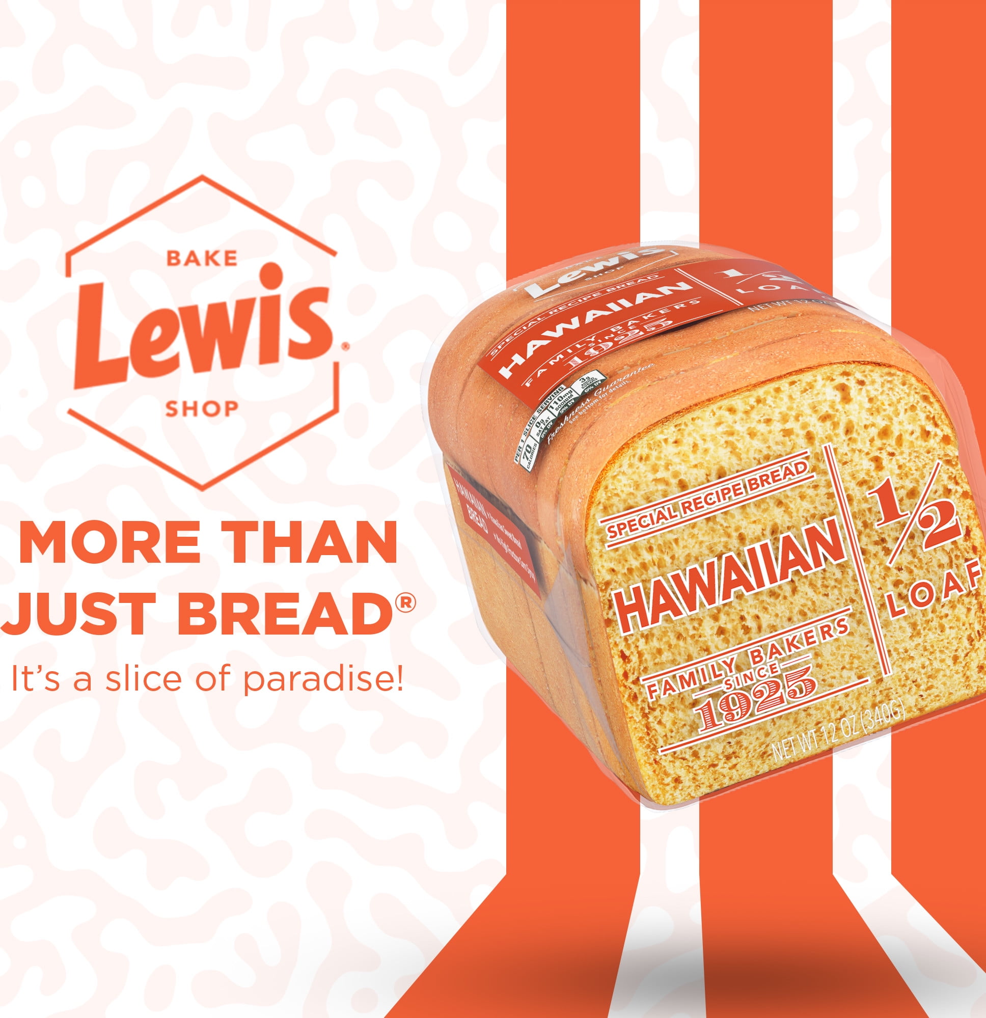 Lewis Bake Shop Hawaiian Half Loaf Bread, 1/2 Loaf, 12 oz
