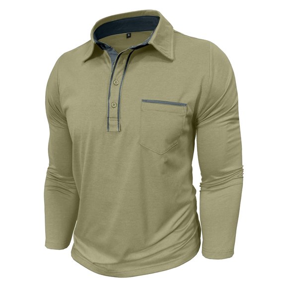 Timoontee Men's Henley Shirts Fall Long Sleeve Quarter Button Pullover Tops Loose Lightweight Casual Solid Classic T-Shirt with Pocket Army Green XXL