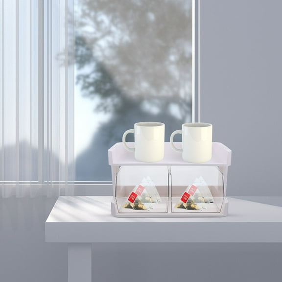 Phenofice Rectangular Tea Bag Storage Holder White 1Set 11.8x6.7x4.3in