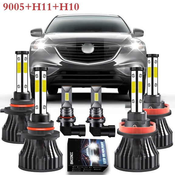BMZONCC for 2007 2008 2009 2010 2011 2012 Mazda CX-9 LED High/Low Beam Headlight Fog Light Bulbs