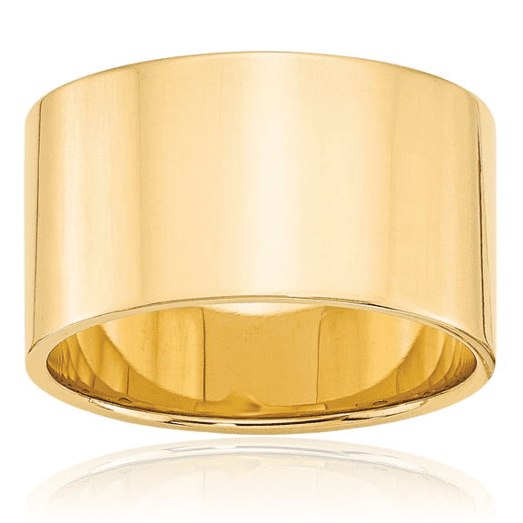 14K Solid Yellow Gold 12mm Plain Classic Wedding Band Ring
