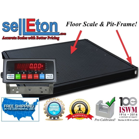 60" x 60" (5'x5') Floor Scale 2500 lbs. x .5 lb. with Pit Frame | Pallet size