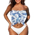 thumbnail image 3 of Uourmeti Blue Butterfly Print Beach Sarong Wrap for Women Ladies Fashion Y2K Mesh Sheer Cover Up Short Wrap Tie Chiffon Skirt with Tassels, 3 of 6