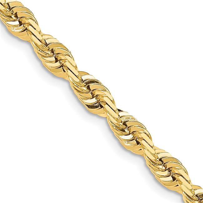 Quality Gold QTR050-24 14K Yellow Gold 7.0 mm Diamond-Cut Quadruple 24 in. Rope Chain