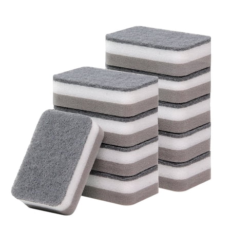 Falleo Clearance 10Pcs Cleaning Scrub Sponges Heavy Duty Scrubbing Dish Sponge Dishwashing Sponge for Kitchen Dish Sink Bathroom Cleaning