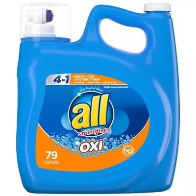all Stainlifters Laundry Detergent Liquid with OXI Stain Removers and Whiteners, 141 Ounce, 79 Loads