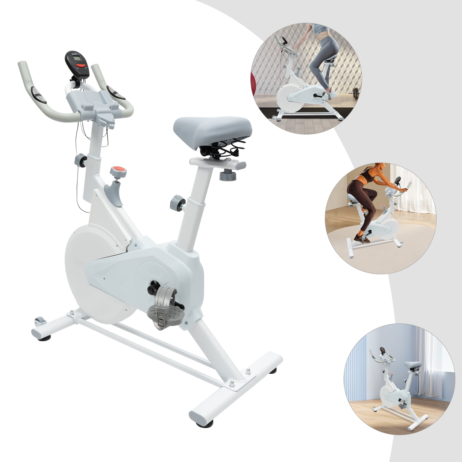 Wildnix Adjustable Resistance Exercise Bike with Wool Pad Silent Braking, Phone Holder, and Electronic Display for Home Workouts