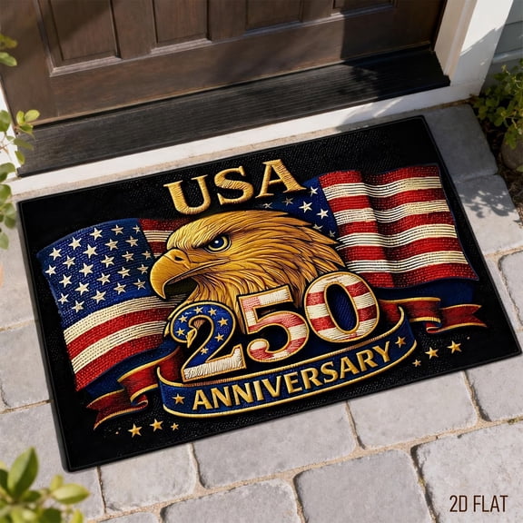 American 250th Semiquincentennial Liberty Bell Doormat, Patriotic Flag Rug