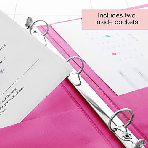 BAZIC 3 Ring Binder 1/2" Economy View Binders Organizer - Fuchsia, Round Ring, Hold 100 Sheets Paper, for School Office Home, 12-Count