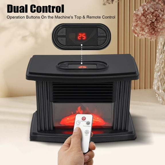 Miumaeov Electric Fireplace Heater Stove 1000W w/ 3D Realistic Flame Effect Home Mini Space Heater