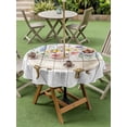 thumbnail image 5 of Outdoor Tablecloth with Umbrella Hole Zipper Spring Floral Pig Round Tablecloth 60" Waterproof Outside Table Cloth Elegant Flowers Leaves Farmhouse Wooden Patio Table Cover Tablecloths for Picnic, 5 of 8