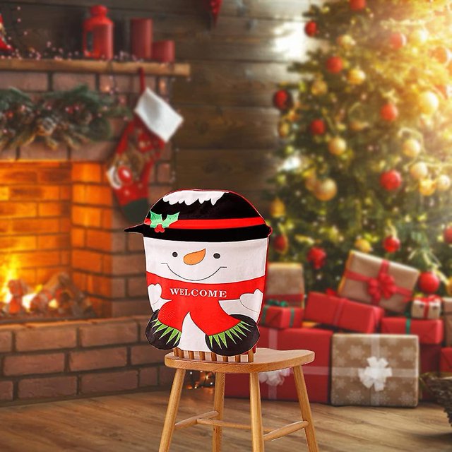 Cubierta De La Silla De Navidad, Santa Claus Muñeco De Nieve Reno Contraportada Para La Decoración De Navidad, Fundas De Navidad Mesa Cocina Comedor Hotel Vacaciones N