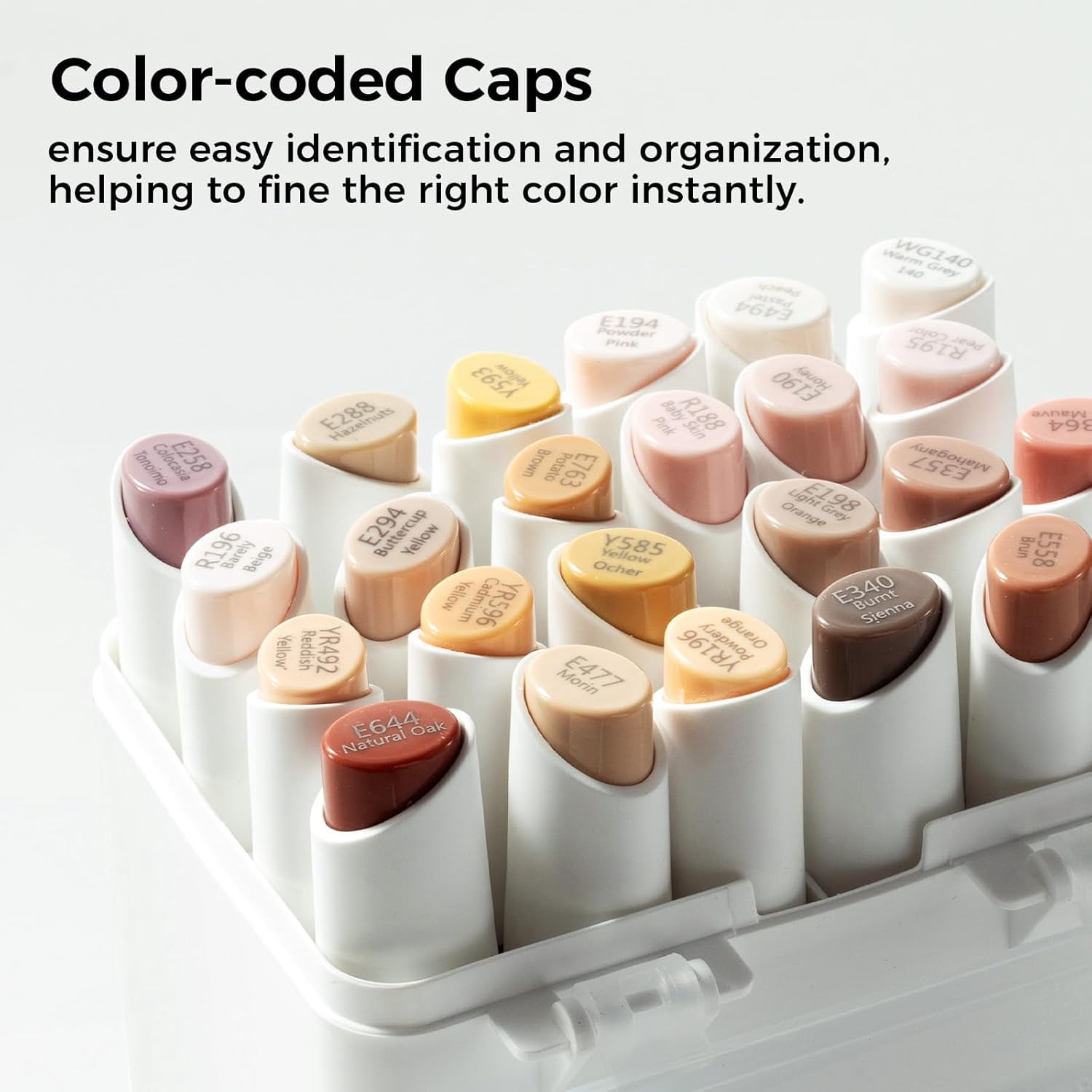 Ohuhu 24 Skin Tone Alcohol Markers, Slim Broad and Fine Tips, Refillable, for Artists, Kaala Series