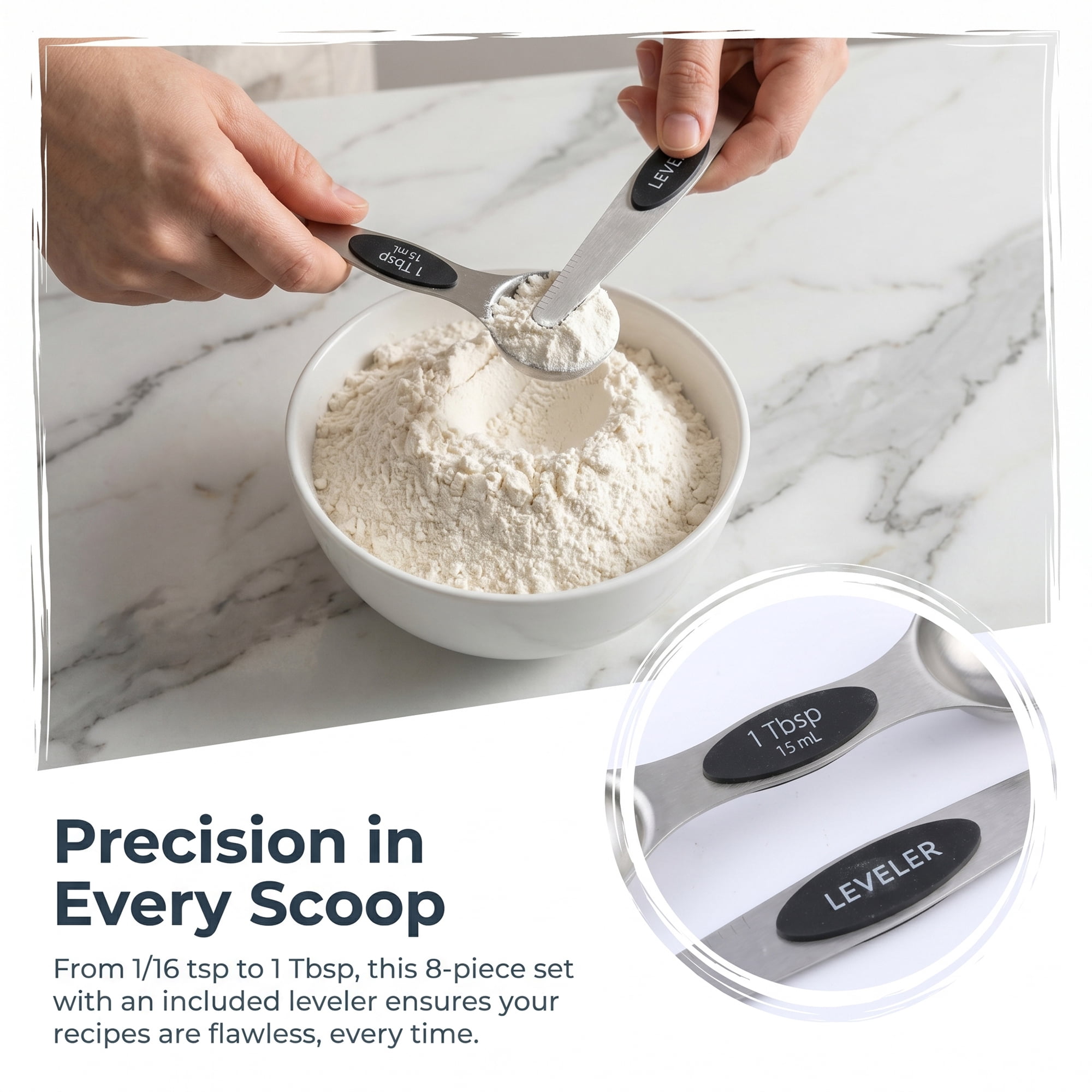 Unique Bargains Stainless Steel Magnetic Measuring Spoons for Easy Storage Black 8Pcs