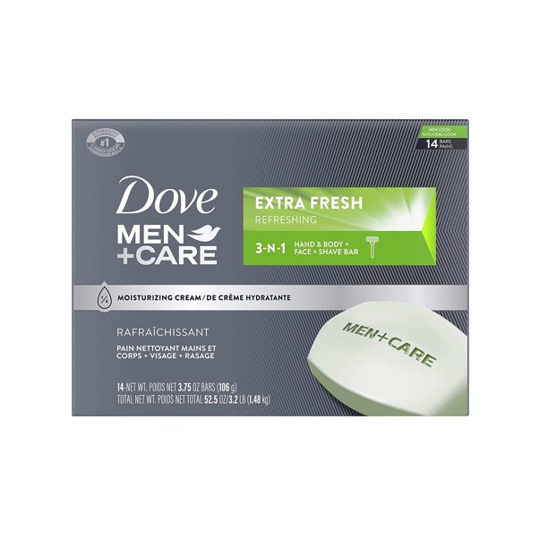 Dove Men+Care Body and Face Bar Soap, Extra Fresh (3.75 oz., 14 ct