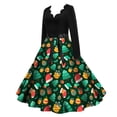thumbnail image 1 of Kcodviy Robe Classique de Noël pour Femme Grande Taille à Perles pour Femmes Robe à Manches Longues V Robe d'Été pour Femmes Grande Taille Robe à Encolure avec Ceinture Robe Grande Taille pour Robe Évasée de Cocktail et de Fête, 1 of 4