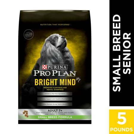 Purina Pro Plan BRIGHT MIND Small Breed Formula Adult 7+ Dry Dog Food, 5 lb. (Best Small Dog Breeds For Seniors)
