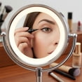 thumbnail image 6 of Jerdon LED Lighted Makeup Mirror with 5X Magnification – Tabletop Magnifying Mirror with 8.5" Diameter - Nickel Finish - Model HL745NC, 6 of 10