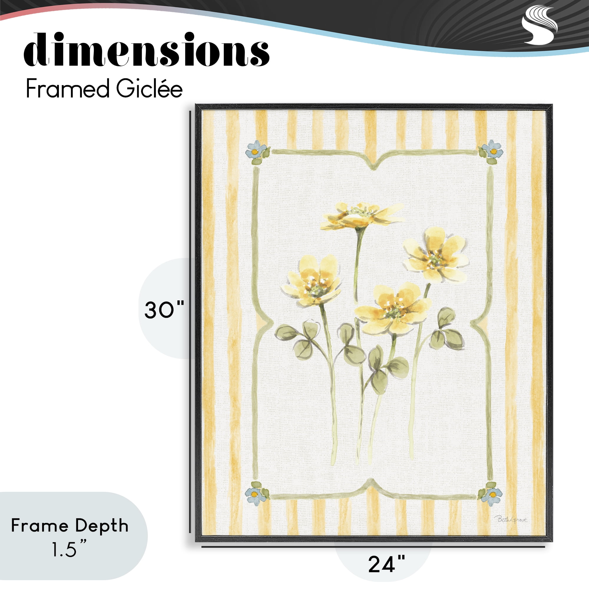 Stupell Industries Sweet Honey Florals Black Framed Giclee Art, design by Beth Grove
