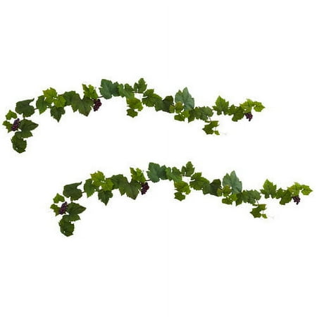 6’ Grape Leaf Deluxe Garland W/Grapes (Set Of 2)