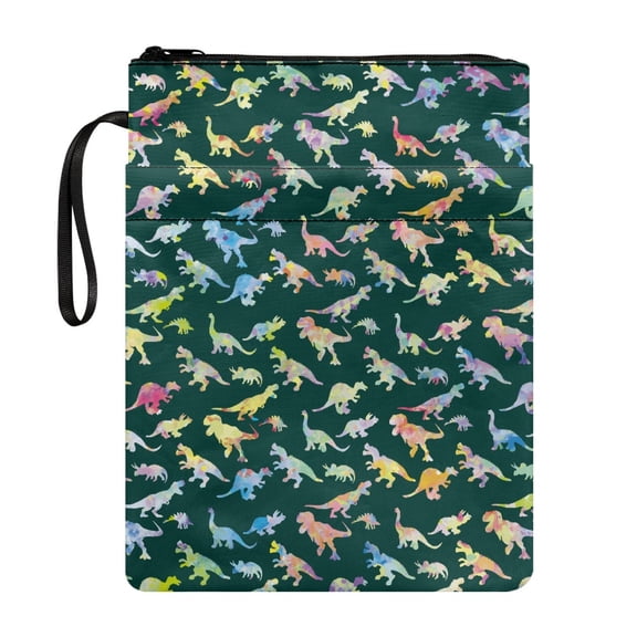 HELLHERO Book Cover Sleeve Pouch Book Organzier Holder Pocket Book Organzoer Holder Washable with Easy Carry Book Case 8.66 x 11.42, Watercolor Dino Group