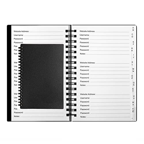 Libro de contraseñas UtyTrees con pestañas A-Z guardador cuaderno contraseñas 6 x 4 negro