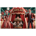 thumbnail image 1 of Thème Coloré Bannière de Cirque Design Clown Éléments Décoratifs Rideaux Rouges Décoration de Fête Carnaval pour Enfants Décoration Intérieure Célébration d'Anniversaire, 1 of 5