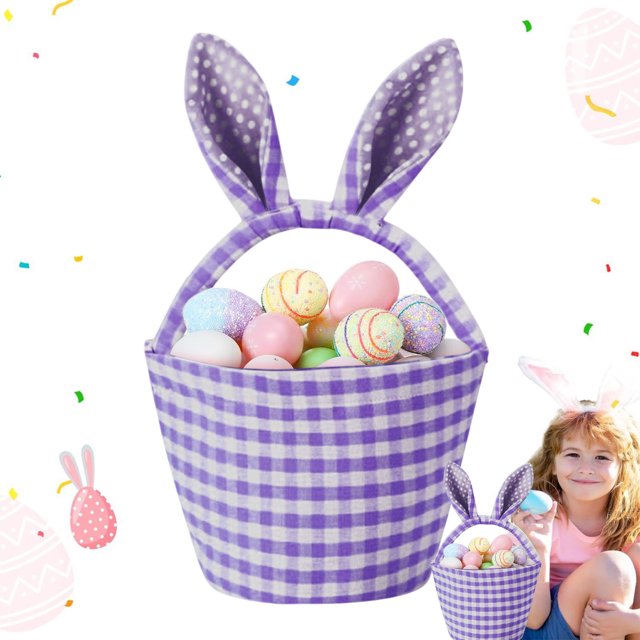 Kbndieu Décorations de Pâques Économiser Rangement Textile Maison Conteneurs avec Couvercles Panier de Pâques Panier de Lapin de Pâques Sac Mignon avec Oreilles Pliables Sacs Fourre-Tout pour Pâques
