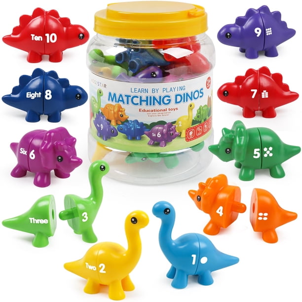 Juguetes de dinosaurios para contar números a juego con números 1, 2 y 3 de doble cara, aprendizaje preescolar, clasificación sensorial, juegos educativos de juguetes Montessori para niños pequeños de