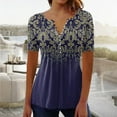 thumbnail image 2 of CEHVOM T-shirt à Manches Courtes Décontracté pour Femmes, Col Rond Imprimé, Ample, Blouse, Liquidation, 2 of 5