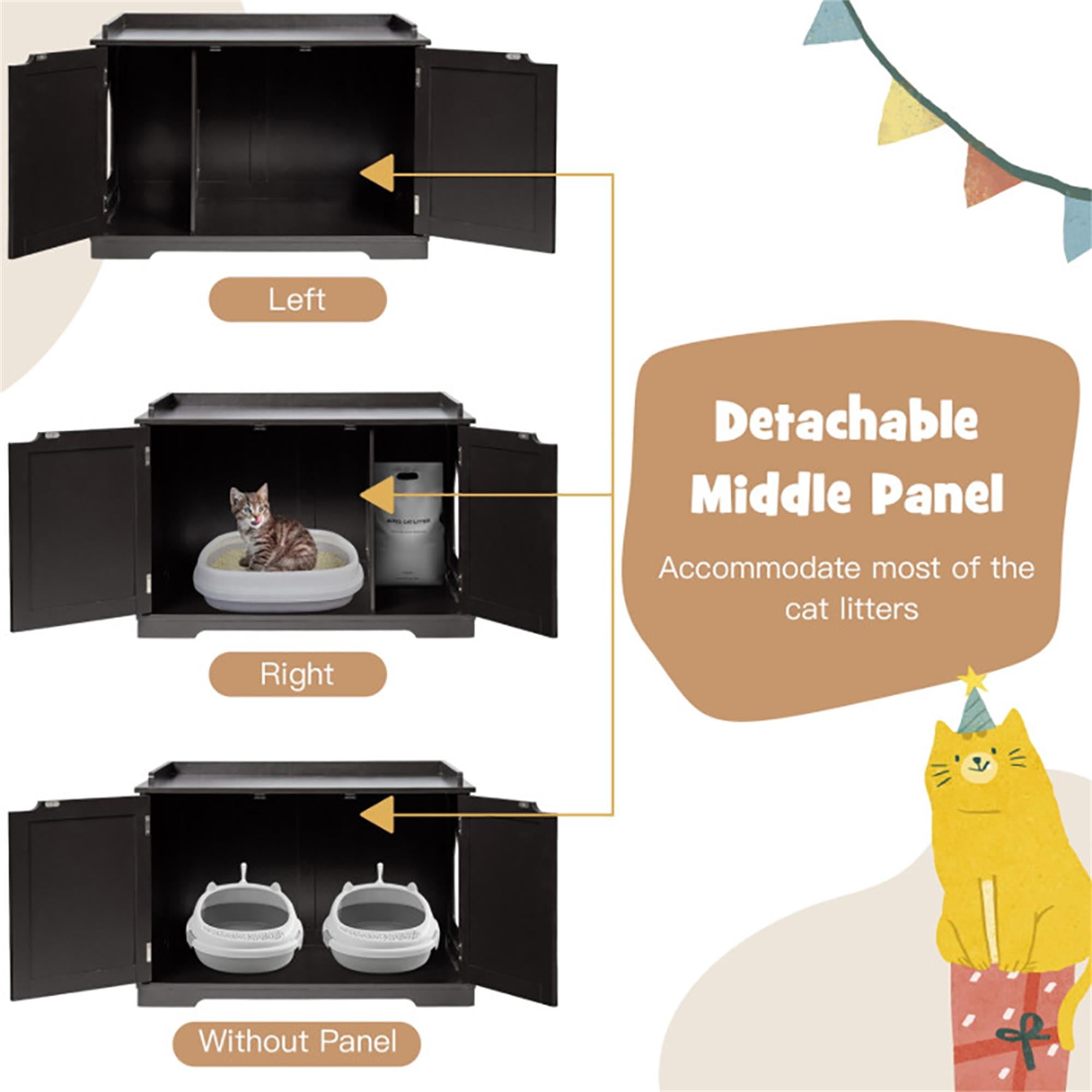 Kadyn 29" Cat Litter Box Furniture, Cat Washroom, Hidden Litter Box Cover, Dog Proof Cat Litter Boxes Enclosure, Cat House, Black