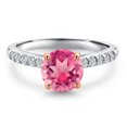 thumbnail image 3 of Gem Stone King 925 Silver and 10K Rose Gold Pink Mystic Topaz and Lab Grown Diamond Engagement Ring for Women | 1.85 Cttw | Round 7MM | Gemstone November Birthstone | Size 6, 3 of 6