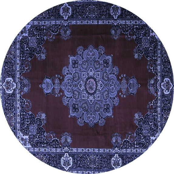 Ahgly Company Indoor Round Persian Blue Traditional Area Rugs, 4' Round