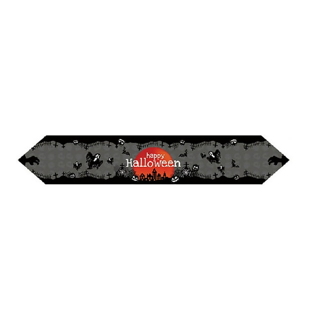 Dsscvnef Halloween Tablecloth Set with Runner & Placemats Linen Blend Fringed Edges Festive Dining