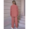 thumbnail image 3 of Womens Knit Lounge Set 2 Piece Loungewear Long Sleeve Button Jacket and Straight Pants Outfits Watermelon Red S, 3 of 5