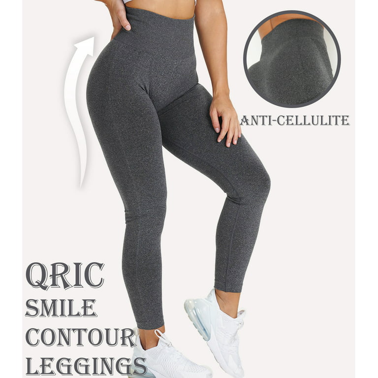 QRIC Women Seamless Leggings Smile Contour High Waist Workout Gym Yoga  Pants Vital Tummy Control Activewear Slimming Tights