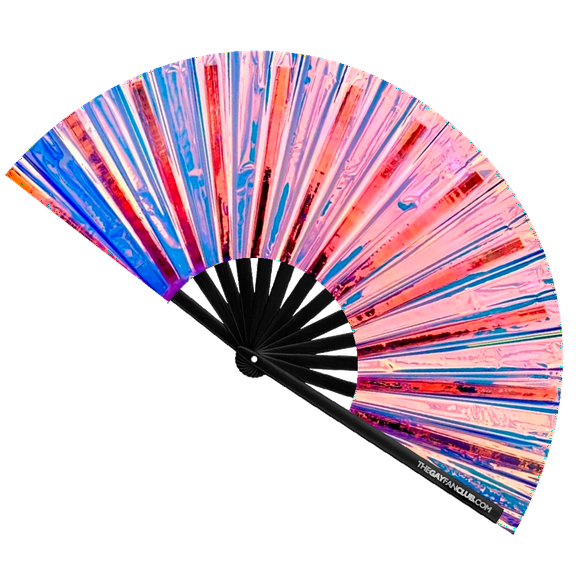 Iridescence Fan – Colorful Bamboo Folding Hand Fan for Pride Parades & Drag Events