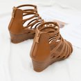 thumbnail image 4 of LSLJS Women's Slide Wedge Sandals Open Toe High Heel Zipper Back Platform Wedge Sandals Retro Hollow Out Roman Sandals Sloping Heels Sandals, 4 of 5