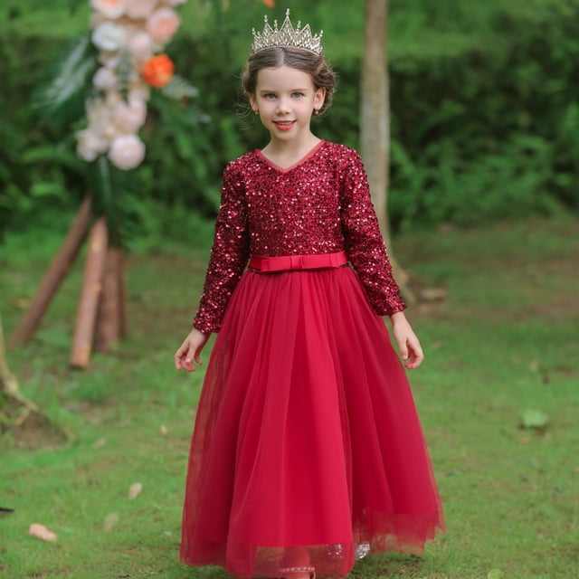 Robe Longue Formelle pour Filles Élégante Robe de Soirée avec Détails à Sequins Éducative pour Usage Quotidien